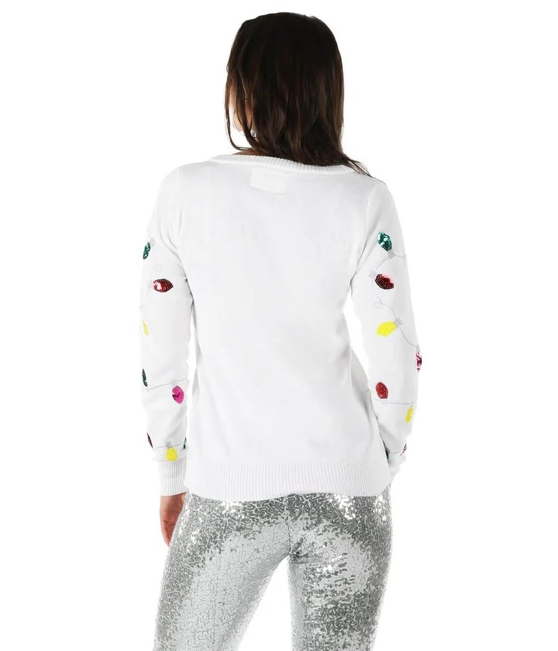 تيبسي إيلف سترة نسائية لطيفة من Tipsy Elves متشابكة بيضاء قبيحة لعيد الميلاد لحفلات العطلات، مقاس XX كبير - Image 2